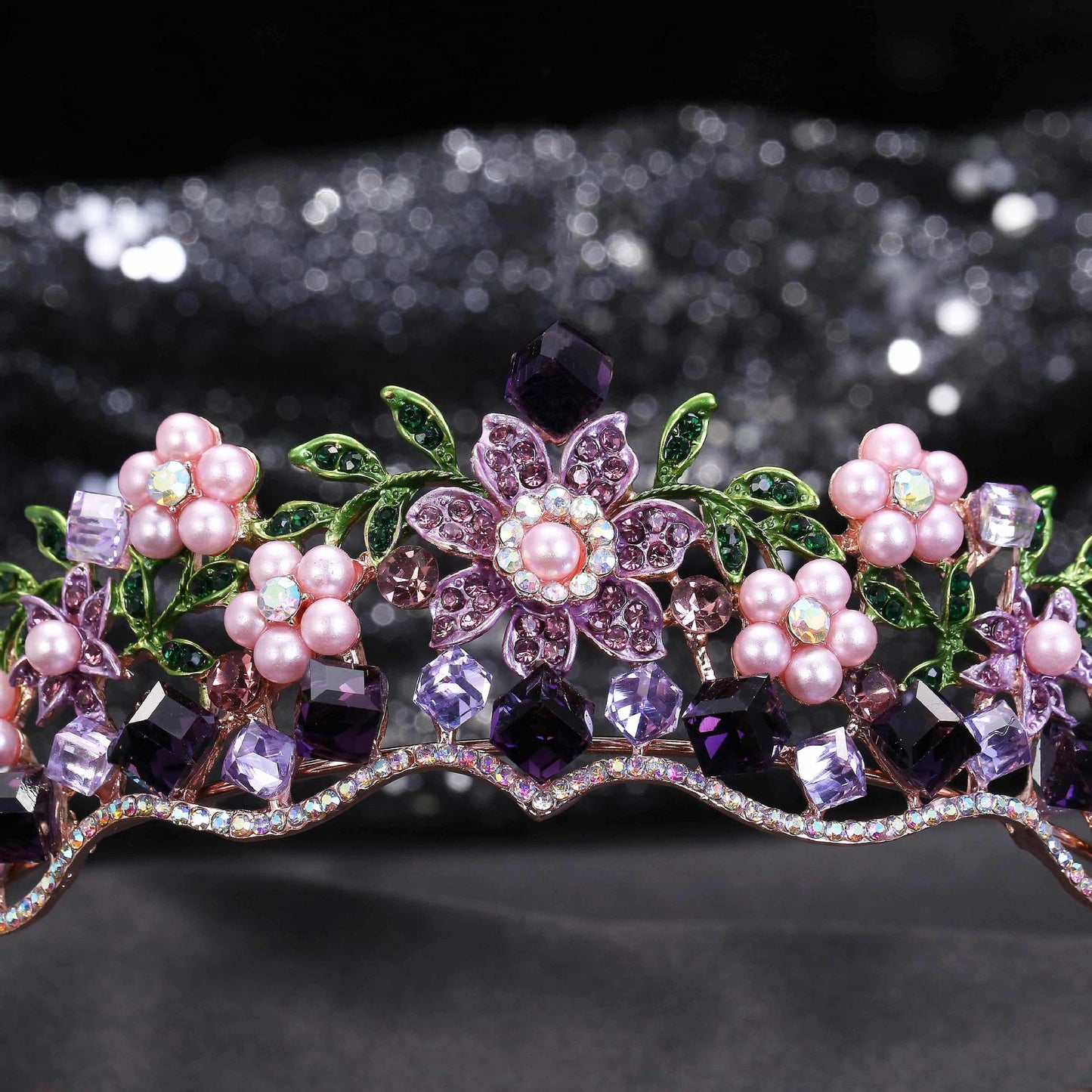 Women Purple Rhinestone Tiara, Tiaras for Women Princess Crown with Combs Tiaras for Girls Wedding Crowns for Brides Headband Party Prom Birthday Gift Halloween
