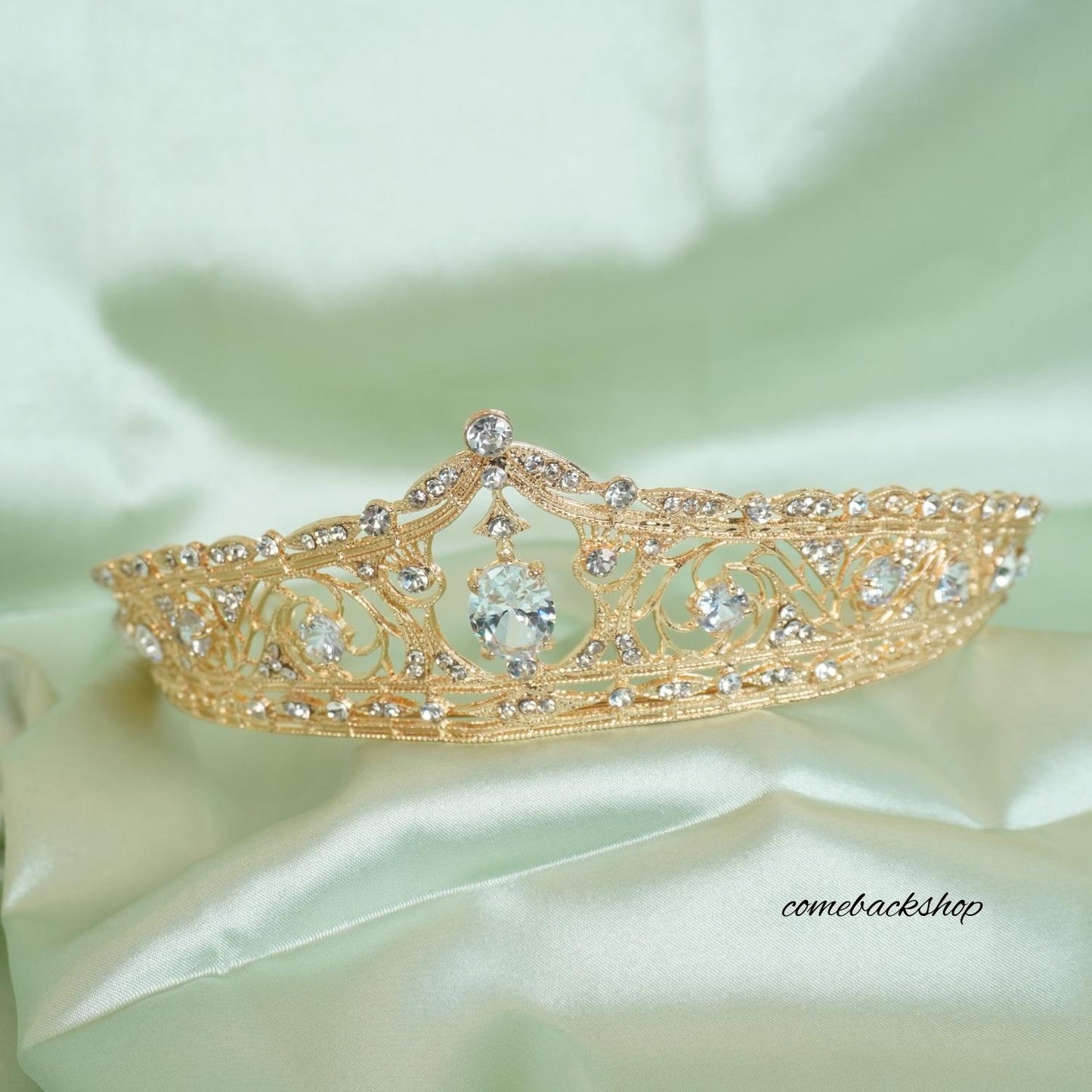 Gold Tiaras and Crowns for Women Crystal Headband for Girl Champagne Rhinestone Hair Accessories for Bride Wedding Bridal Prom Birthday Party Queen Princess Decorations