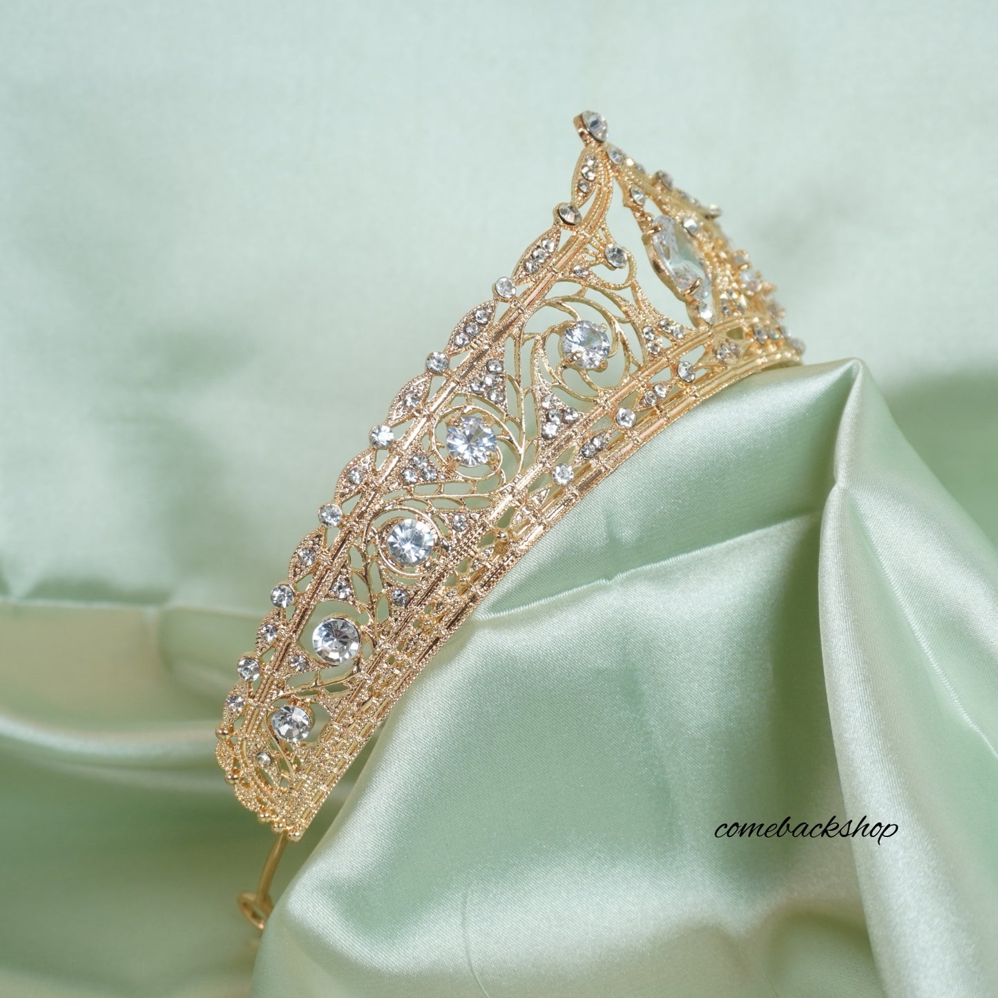 Gold Tiaras and Crowns for Women Crystal Headband for Girl Champagne Rhinestone Hair Accessories for Bride Wedding Bridal Prom Birthday Party Queen Princess Decorations