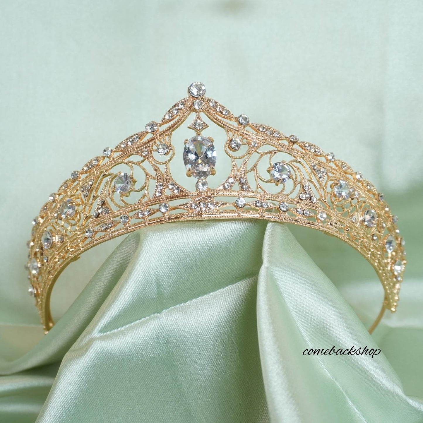 Gold Tiaras and Crowns for Women Crystal Headband for Girl Champagne Rhinestone Hair Accessories for Bride Wedding Bridal Prom Birthday Party Queen Princess Decorations