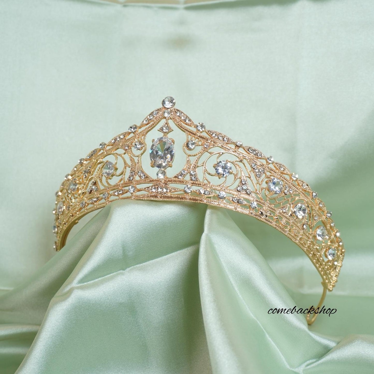 Gold Tiaras and Crowns for Women Crystal Headband for Girl Champagne Rhinestone Hair Accessories for Bride Wedding Bridal Prom Birthday Party Queen Princess Decorations