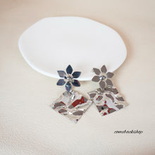 Load image into Gallery viewer, Silver Mirror Earring Dangle for Women Elegant Bridal Earrings Wedding Engagement Drop Earrings