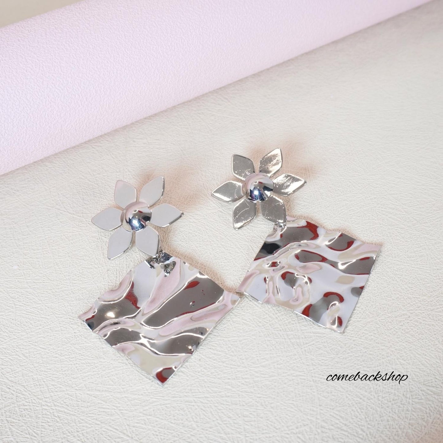 Silver Mirror Earring Dangle for Women Elegant Bridal Earrings Wedding Engagement Drop Earrings