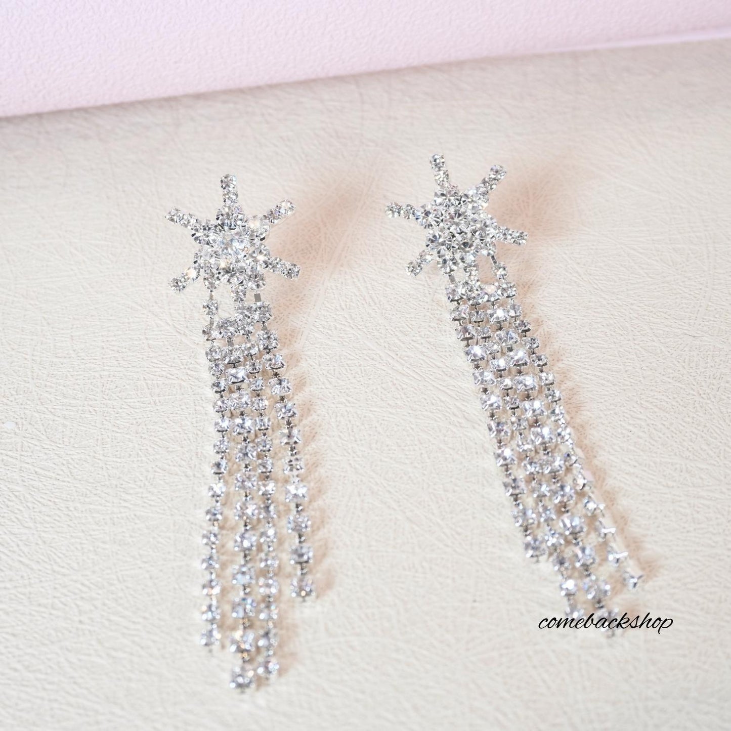 Earrings Star Ear Stud Pave Crystal Dangle Earrings Boho Waterfall Beaded Fringe Drop Earring