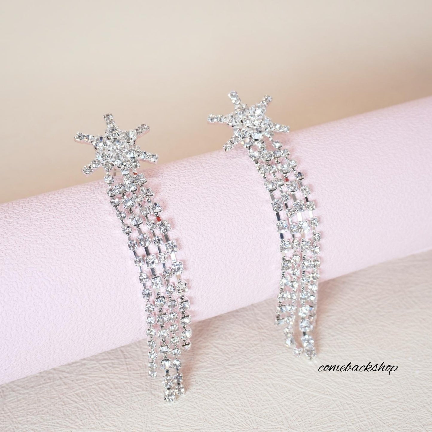 Earrings Star Ear Stud Pave Crystal Dangle Earrings Boho Waterfall Beaded Fringe Drop Earring