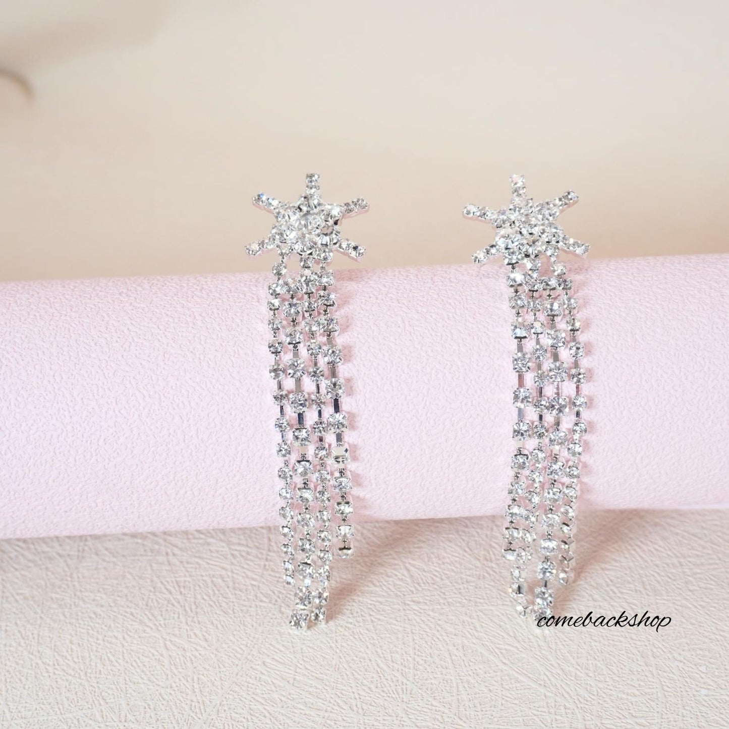 Earrings Star Ear Stud Pave Crystal Dangle Earrings Boho Waterfall Beaded Fringe Drop Earring