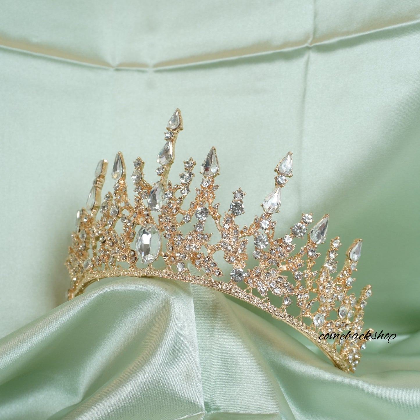 Gold Princess Tiara for Girls Crystal Hair Accessories for Wedding Prom Bridal Birthday Party Halloween Costume Christmas Gifts