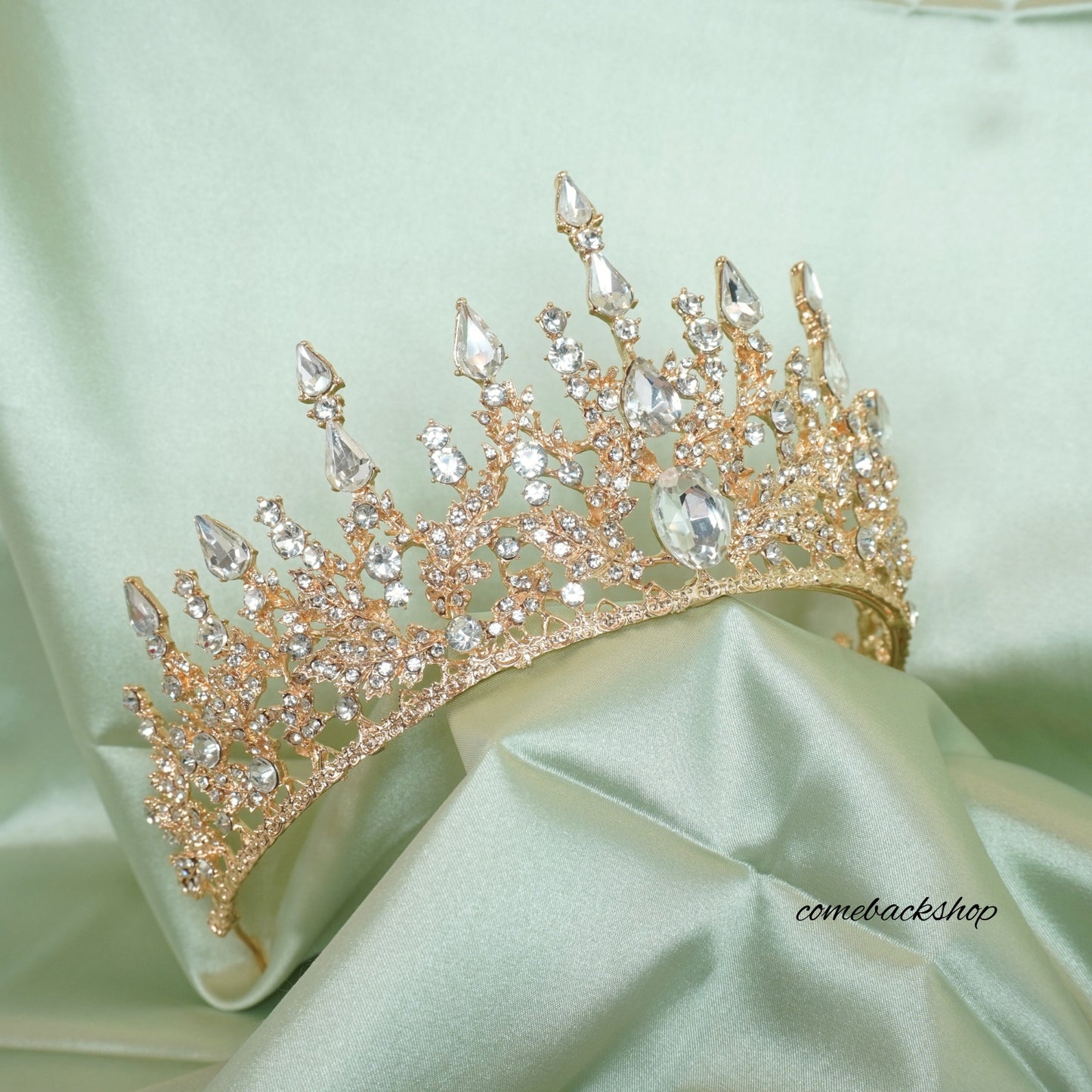 Gold Princess Tiara for Girls Crystal Hair Accessories for Wedding Prom Bridal Birthday Party Halloween Costume Christmas Gifts