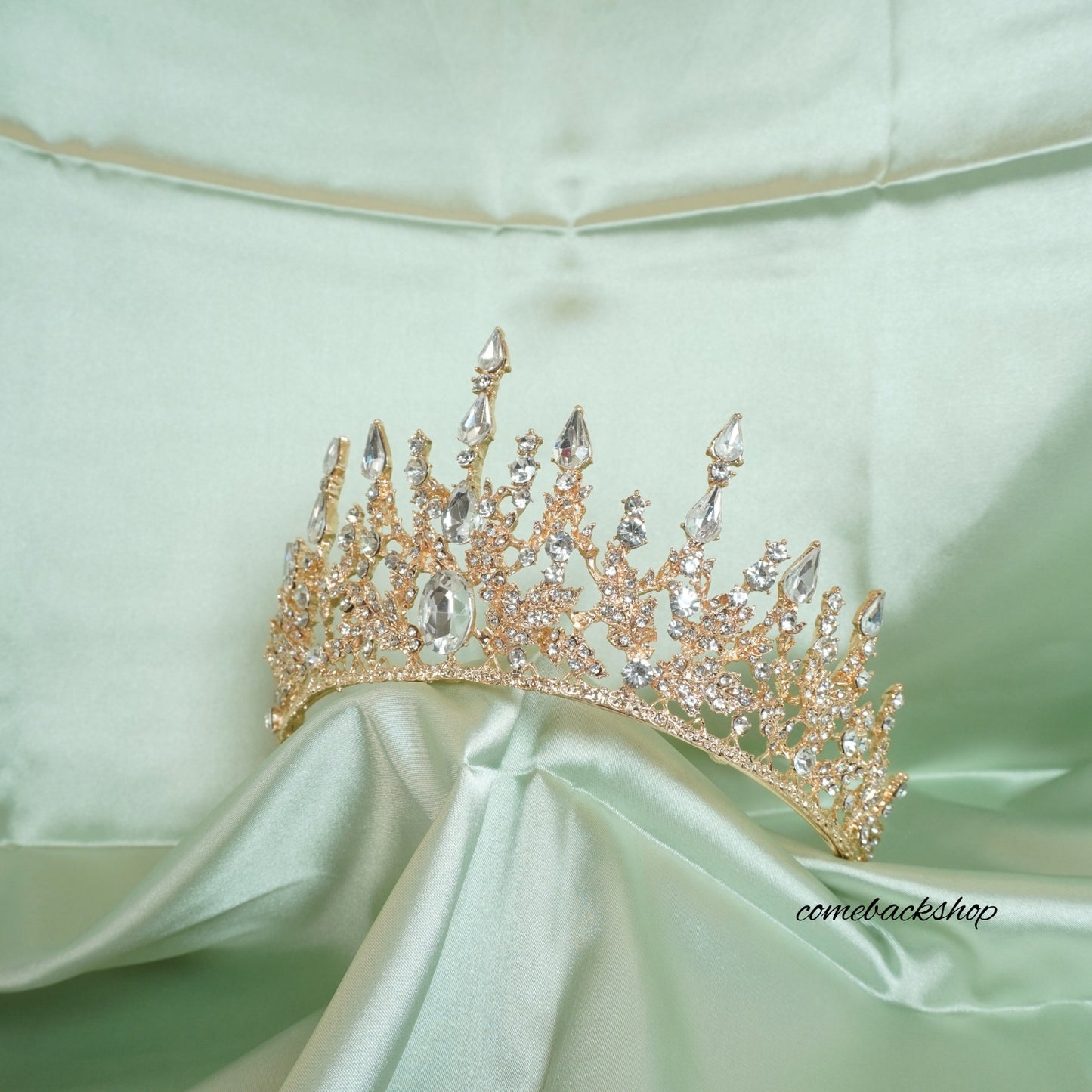 Gold Princess Tiara for Girls Crystal Hair Accessories for Wedding Prom Bridal Birthday Party Halloween Costume Christmas Gifts