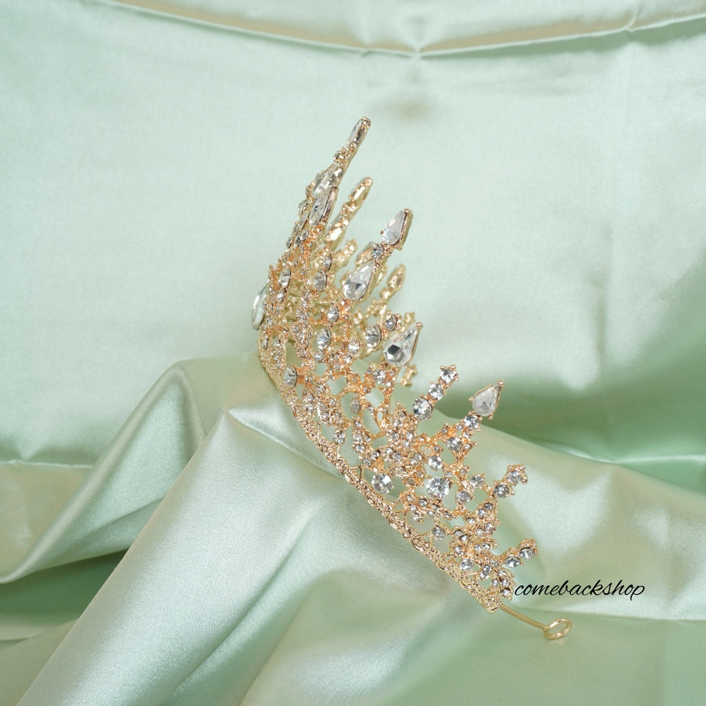 Gold Princess Tiara for Girls Crystal Hair Accessories for Wedding Prom Bridal Birthday Party Halloween Costume Christmas Gifts