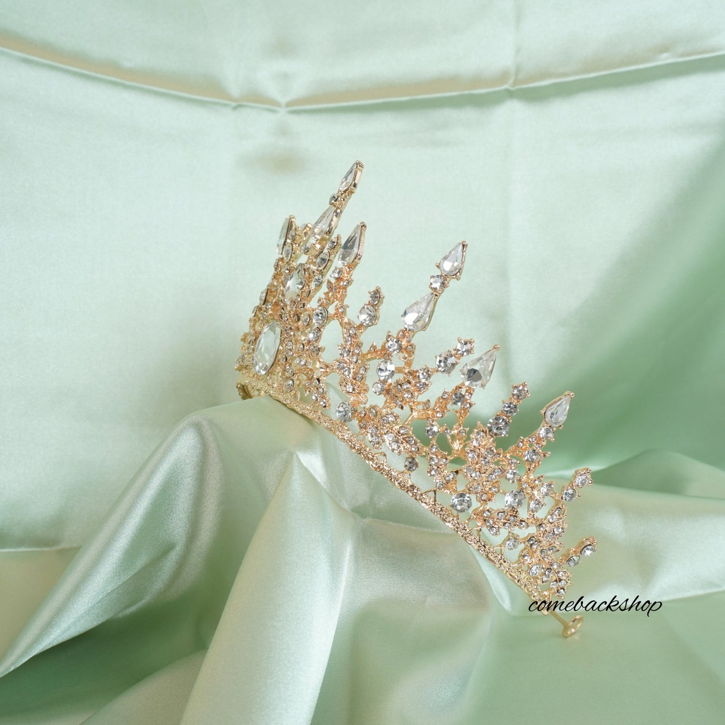 Gold Princess Tiara for Girls Crystal Hair Accessories for Wedding Prom Bridal Birthday Party Halloween Costume Christmas Gifts