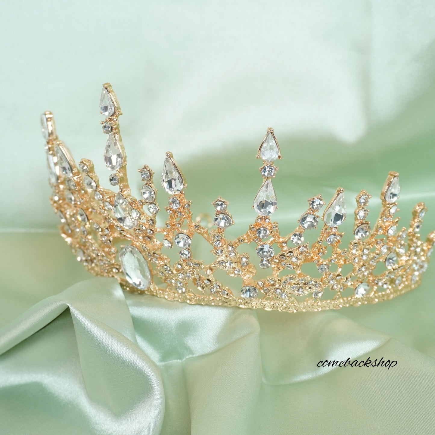 Gold Princess Tiara for Girls Crystal Hair Accessories for Wedding Prom Bridal Birthday Party Halloween Costume Christmas Gifts