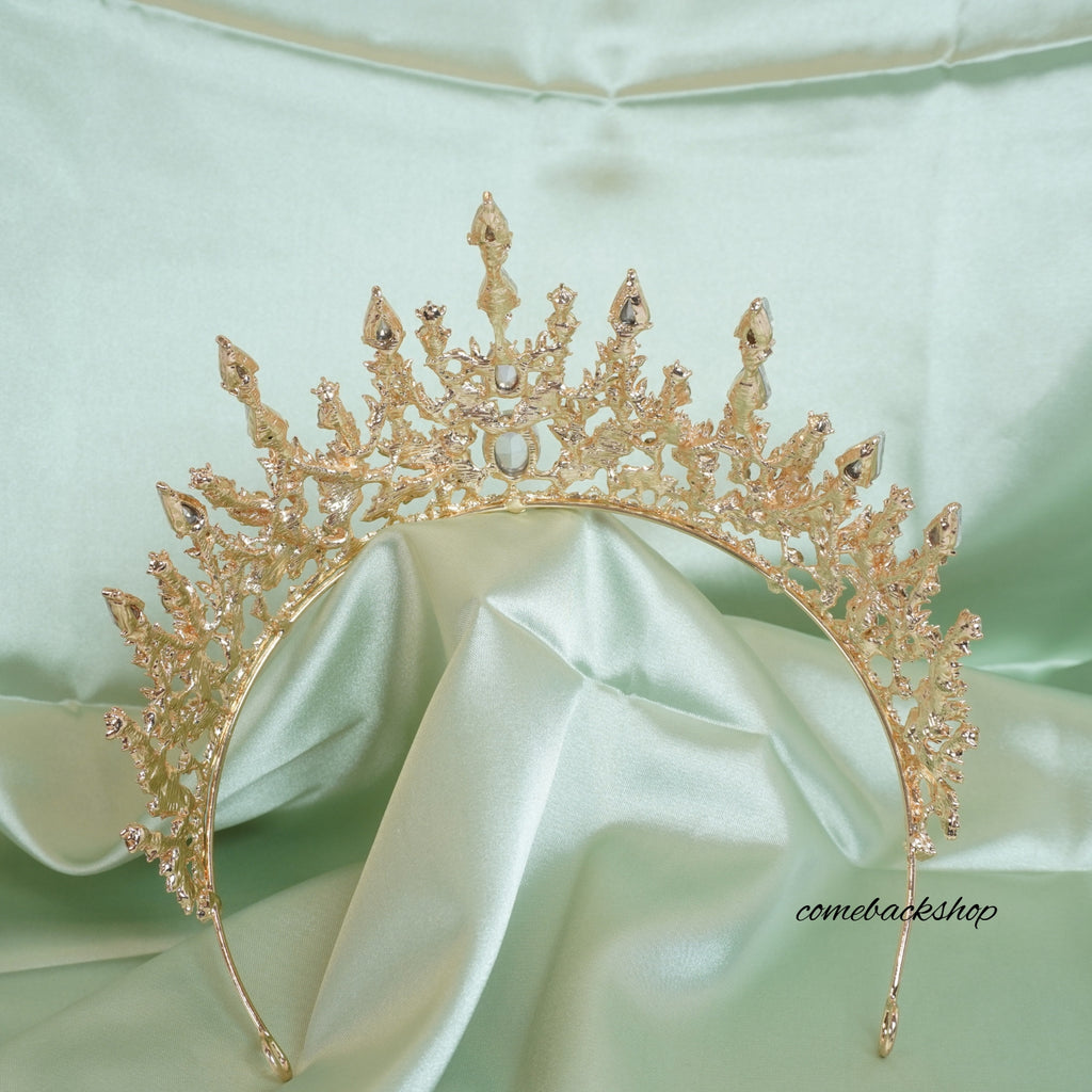 Gold Princess Tiara for Girls Crystal Hair Accessories for Wedding Prom Bridal Birthday Party Halloween Costume Christmas Gifts