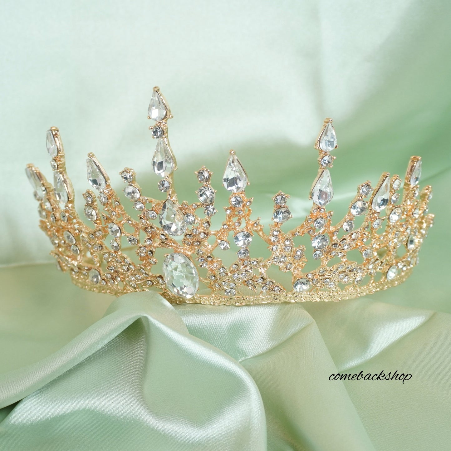 Gold Princess Tiara for Girls Crystal Hair Accessories for Wedding Prom Bridal Birthday Party Halloween Costume Christmas Gifts