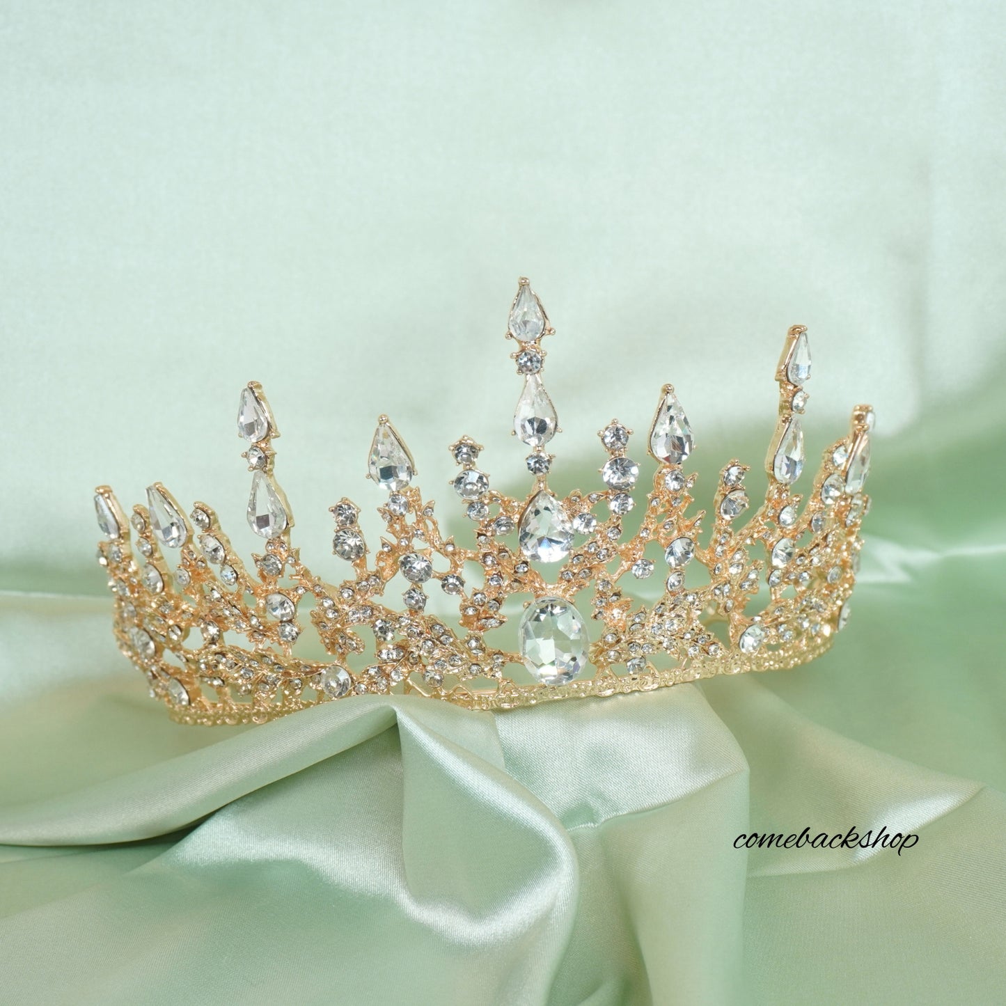 Gold Princess Tiara for Girls Crystal Hair Accessories for Wedding Prom Bridal Birthday Party Halloween Costume Christmas Gifts