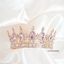 Load image into Gallery viewer, Baroque Crowns Crystal Princess  for Women, Pink Rhinestone Birthday Tiaras for Girls Queen Crown Hair Accessories for Wedding