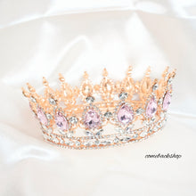 Load image into Gallery viewer, Baroque Crowns Crystal Princess  for Women, Pink Rhinestone Birthday Tiaras for Girls Queen Crown Hair Accessories for Wedding