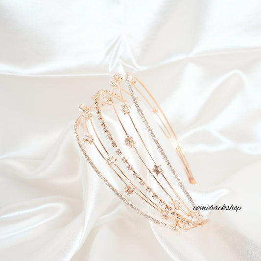 Gold Star Tiara Hair Clip Bridal Comb Handmade headband Wedding Accessories Women Headpiece Barrette Side Clips For Bridesmaid