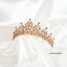 Load image into Gallery viewer, Gold Crystal Bridal Tiaras Crowns Pageant Prom Rhinestone Veil Tiara Headbands,Swarovski