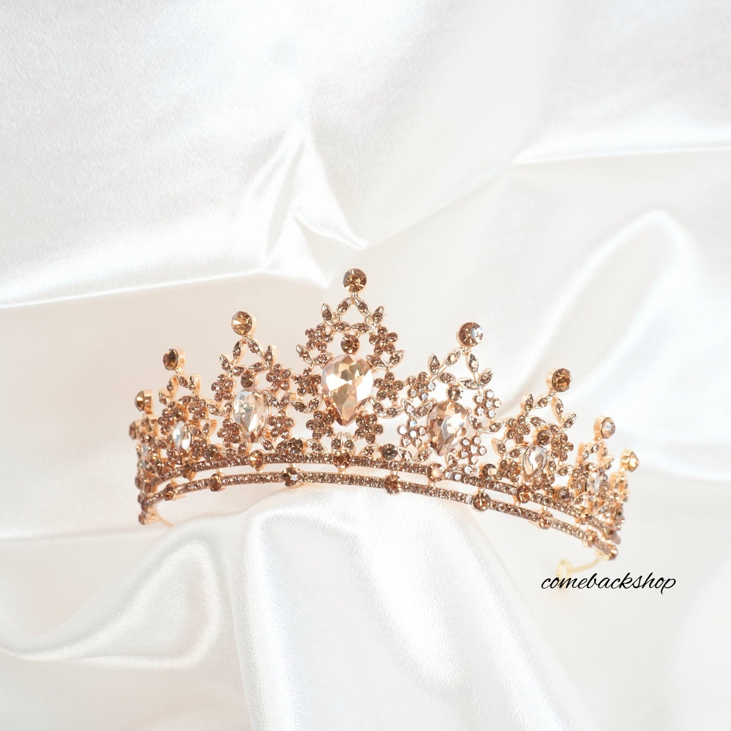Gold Crystal Bridal Tiaras Crowns Pageant Prom Rhinestone Veil Tiara Headbands,Swarovski
