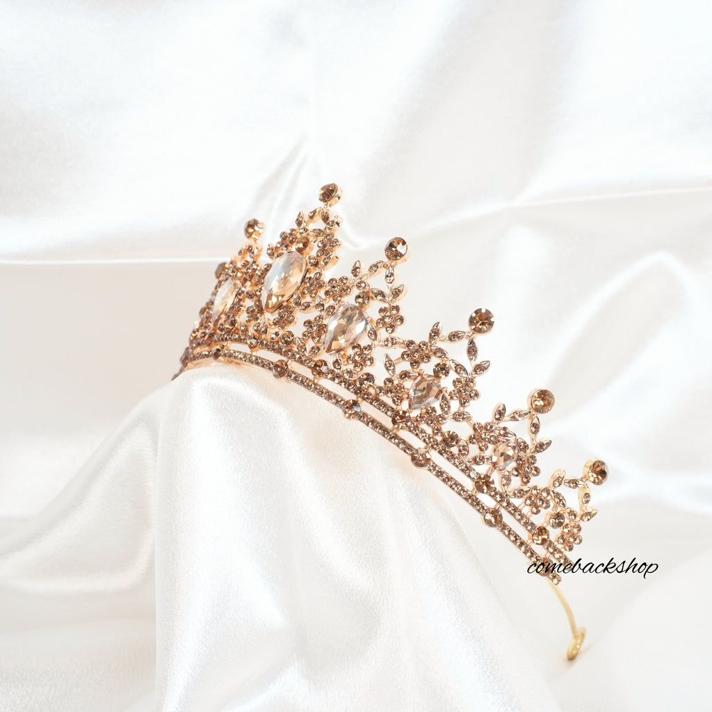 Gold Crystal Bridal Tiaras Crowns Pageant Prom Rhinestone Veil Tiara Headbands,Swarovski
