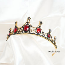 Load image into Gallery viewer, Baroque Vintage Rhinestone Tiara, Red Royal Crystal Tiaras for Women Gold Princess Crown Tiaras for Girls Bridal Hair Accessories for Wedding/Prom/Pageant/Birthday/Party/Photography