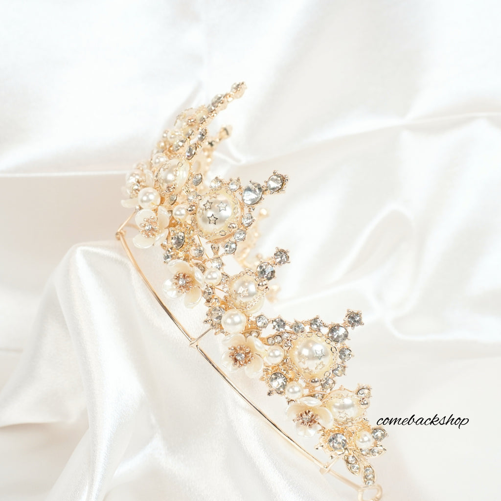 Gold Crystal Tiara Crown Headband Princess Elegant Crown for Women Girls Bridal Wedding Prom Birthday Party