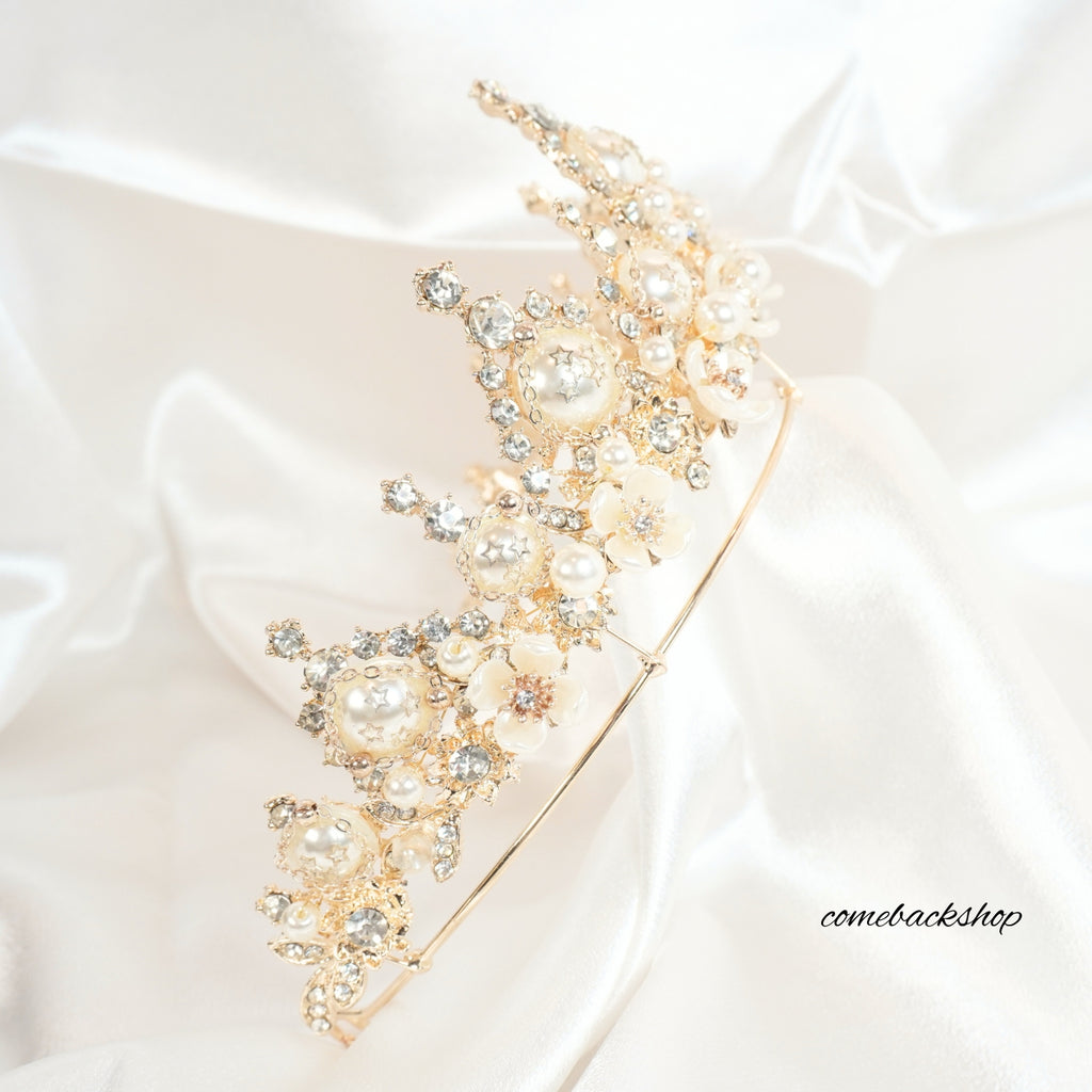 Gold Crystal Tiara Crown Headband Princess Elegant Crown for Women Girls Bridal Wedding Prom Birthday Party