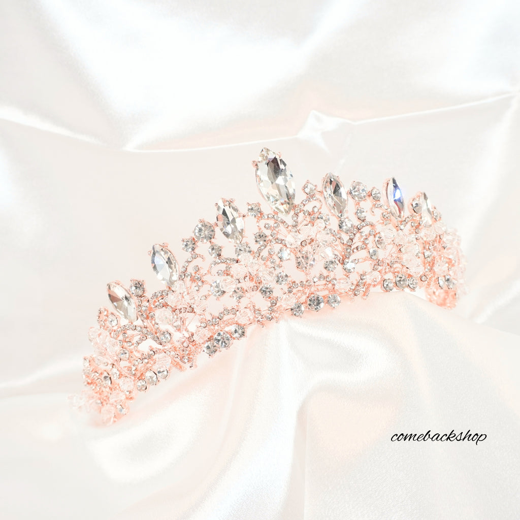 Pink Crown for Women Pink Queen Crowns for Girls Princess Baroque Crystal Rhinestone Bridal Tiara for Bride Costume Party