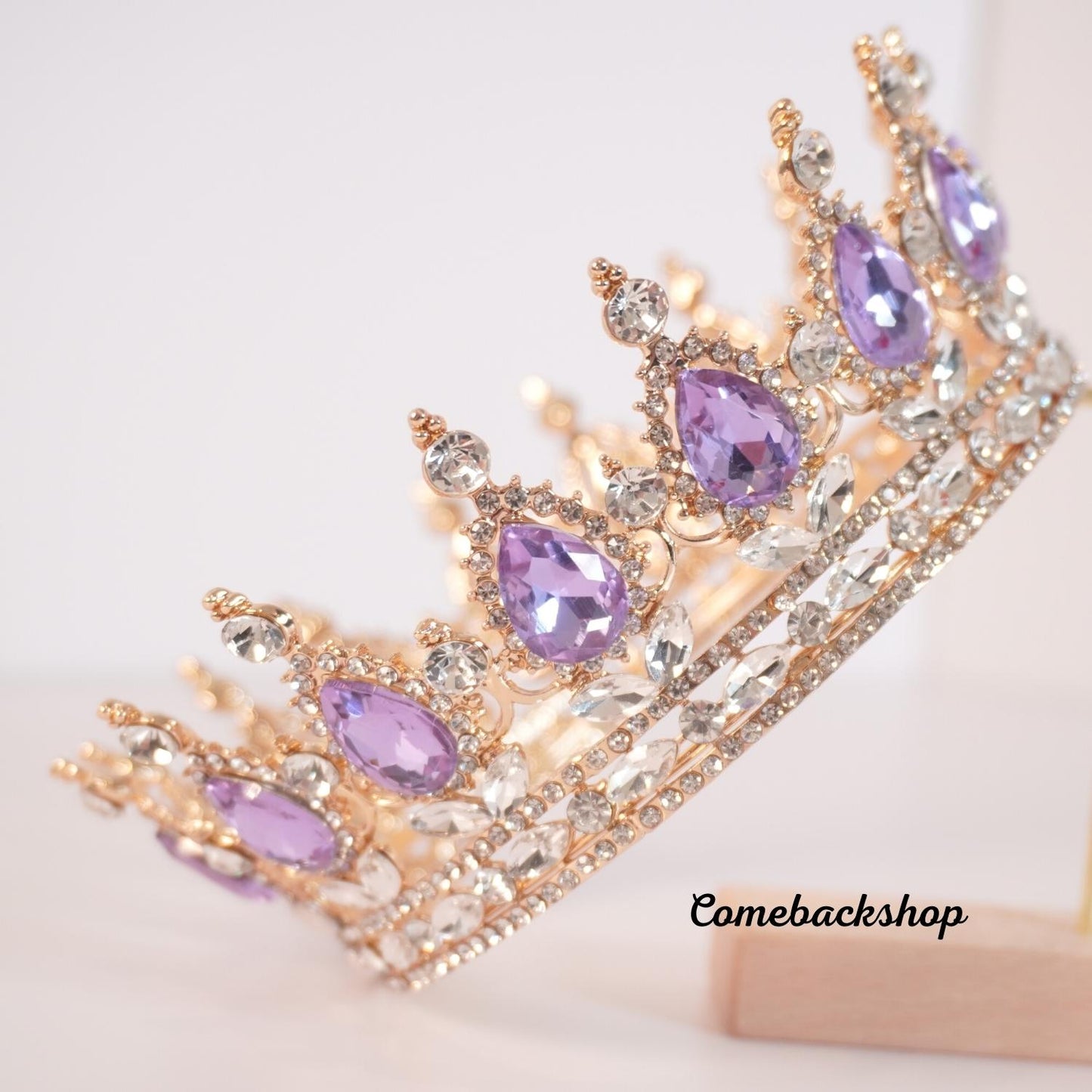 Purple Crystal Circle Bridal Diadem Royal Queen Round Tiaras Bride Head Ornaments Banquet Wedding Crown Hair Jewelry Ornament