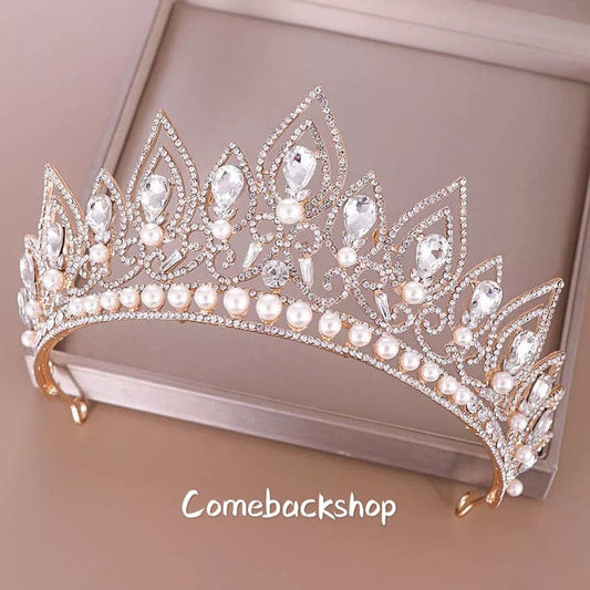 Wedding tiara the bachelor bride to be tiara Baroque Drop Shape Crystal Crown Pearl Tiara,Swarovski