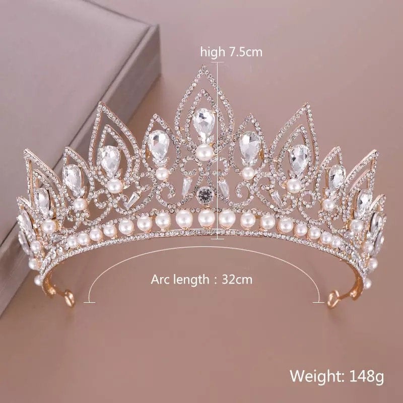 Wedding tiara the bachelor bride to be tiara Baroque Drop Shape Crystal Crown Pearl Tiara,Swarovski
