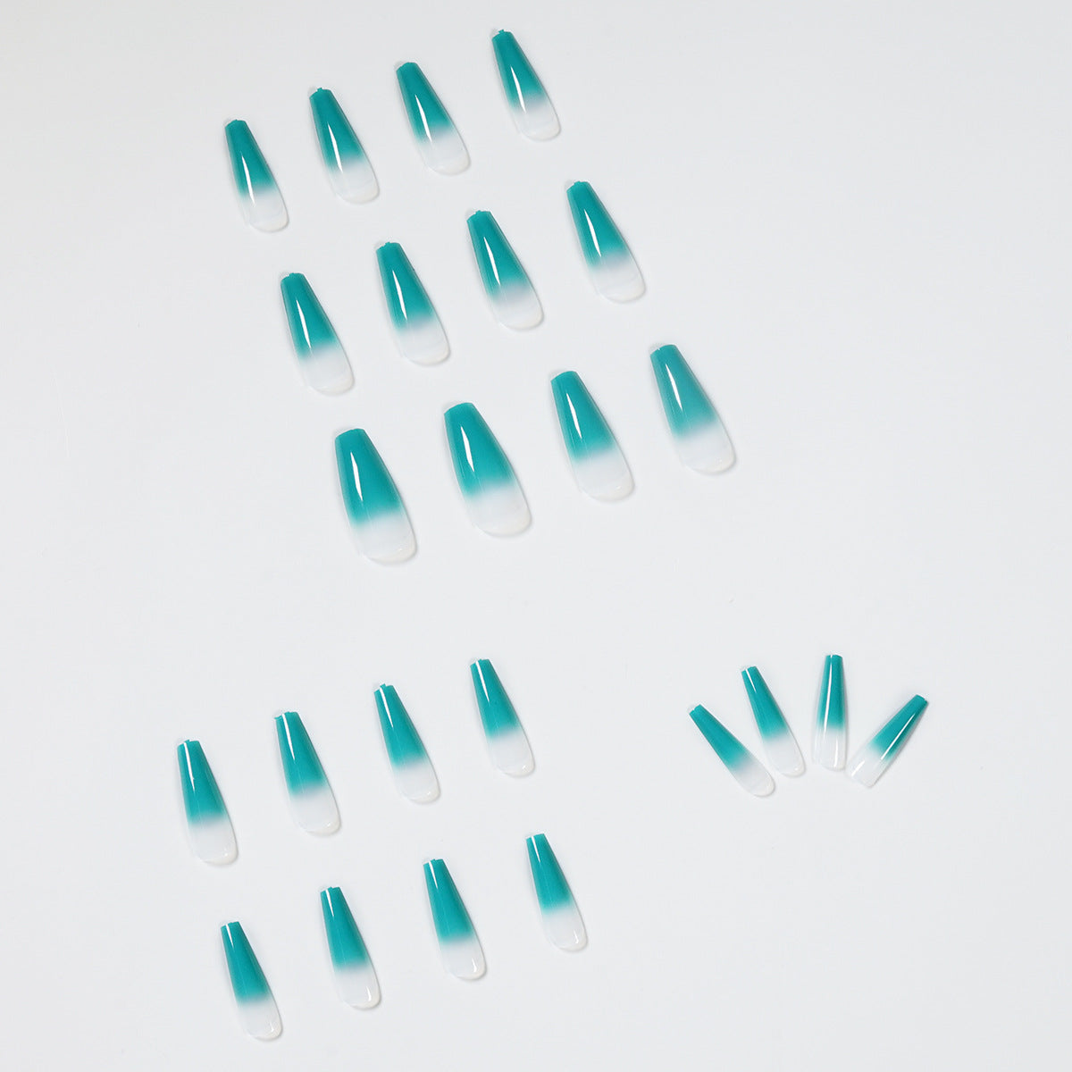 Ocean blue False Nails Wearable Rhinestone Gradiant Ballerina Design Fake Nails Full Cover Press on Nail