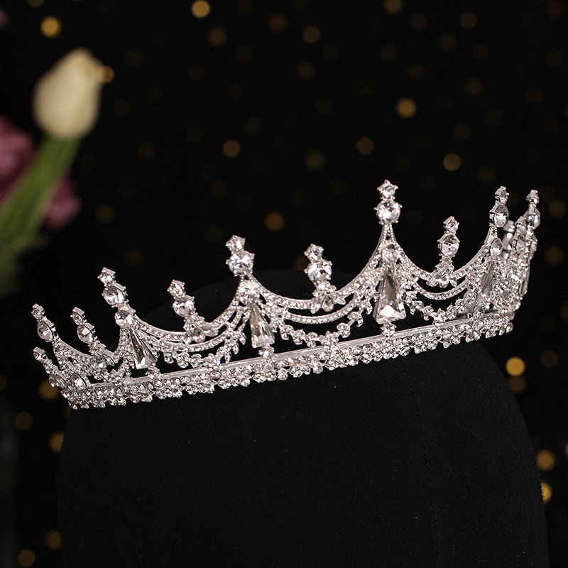 Silver Plated Queen Princess Diana Crown Crystal Pearl Diadem For Bridal Hair Accessories Bride Headbands Tiara De Noiva