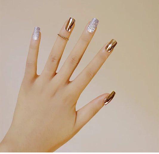 Fake Nails Glossy Short Press on Nails Acrylic Full Cover False Nails