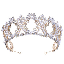Load image into Gallery viewer, Princess Crown for Women, Crystal Queen Tiaras for Girls Bridal Hair Accessories Gifts for Birthday Wedding Prom, Bridal Party, Pageant, Halloween Christmas Costume - Gold