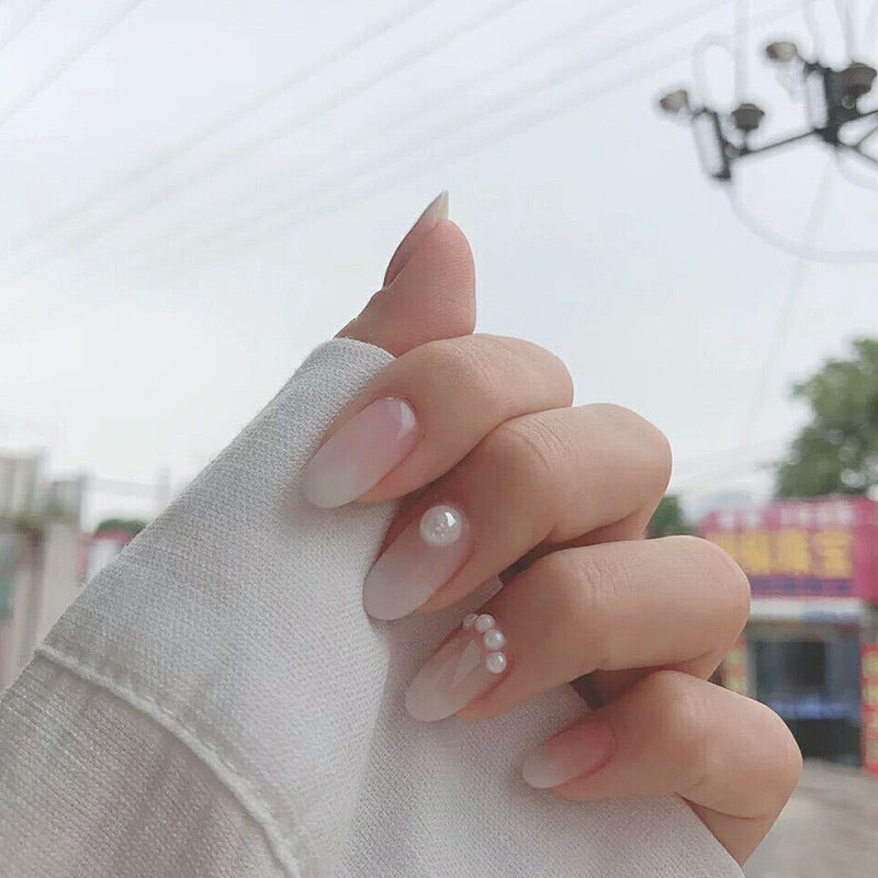 Fake Nails Long Ballet Ballerina Coffin Full Cover Azure Cerulean Color Long UV