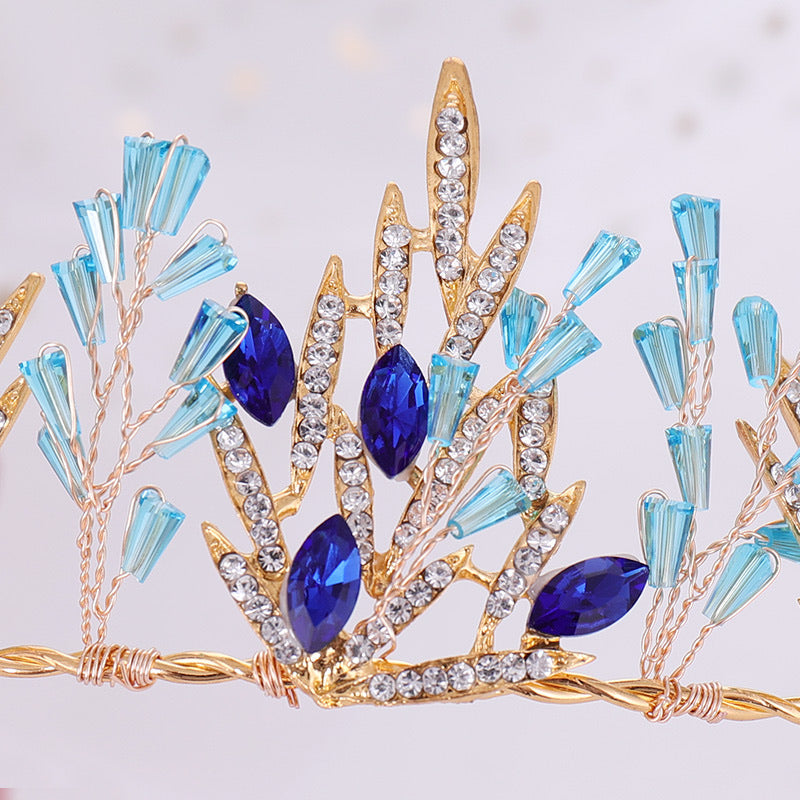 FAST SHIP Crystal Bridal Tiara | Crystal Wedding Headband | Wedding Hair Accessories | Cystal Headpiece | Princess Quinceanera Tiara Crown,blue