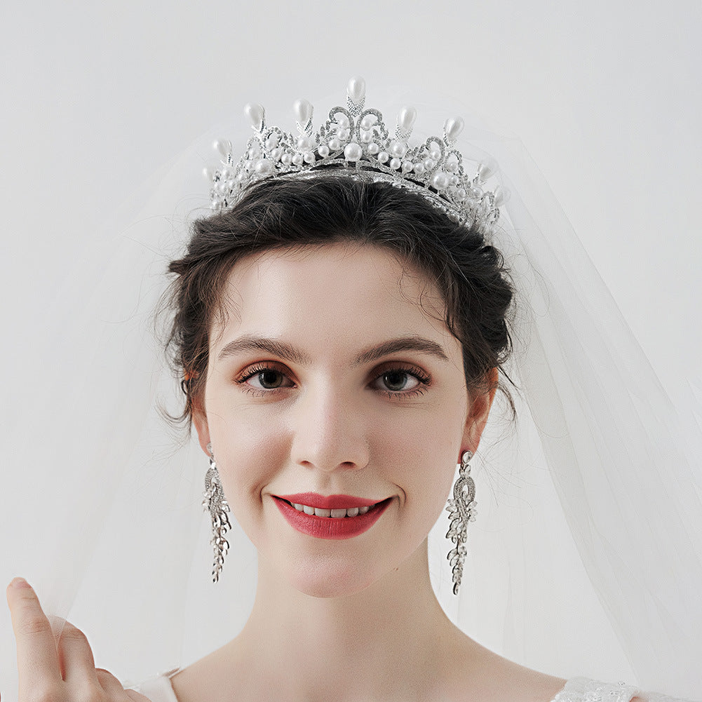 Wedding Tiara Simulated Pearls Jewelry,silver pearl crown