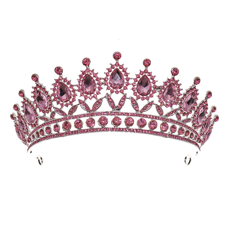 Tiara pink wedding jewelry crystal crown bride princess headpiece prom queen Christmas gifts