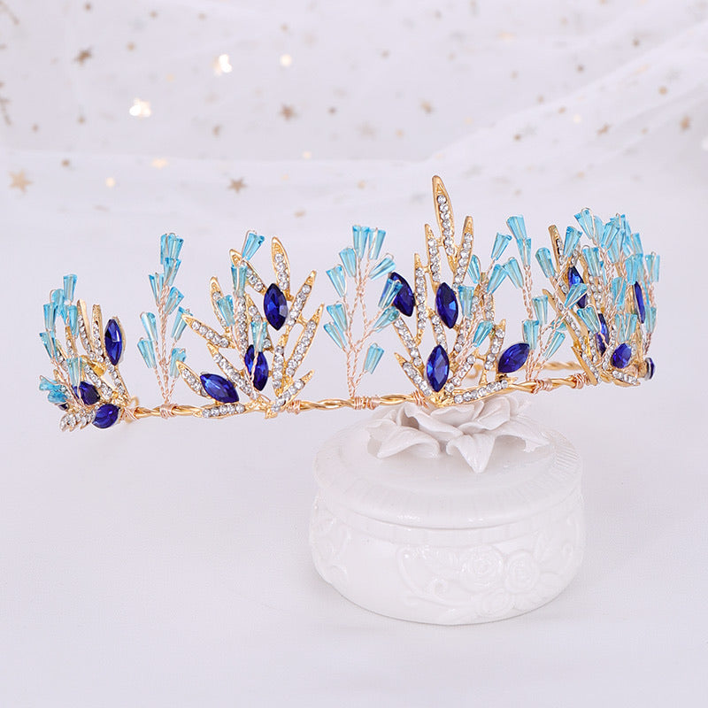 FAST SHIP Crystal Bridal Tiara | Crystal Wedding Headband | Wedding Hair Accessories | Cystal Headpiece | Princess Quinceanera Tiara Crown,blue