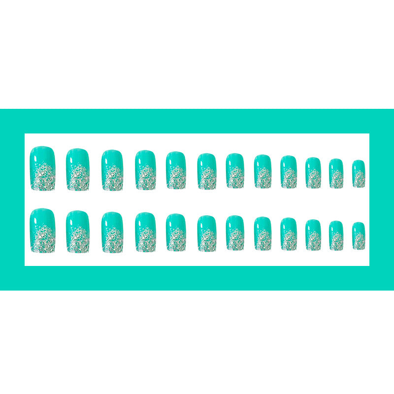Fake Nails White Short Press on Nails Square Glossy Full Cover Acrylic False Nails
