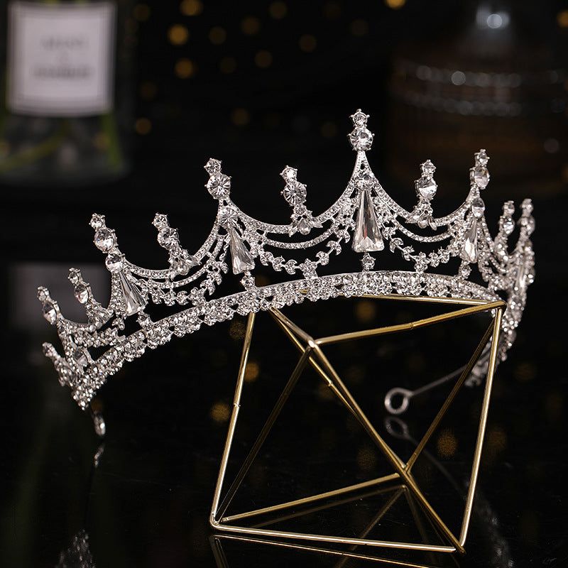 Silver Plated Queen Princess Diana Crown Crystal Pearl Diadem For Bridal Hair Accessories Bride Headbands Tiara De Noiva