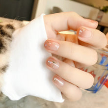 Load image into Gallery viewer, Fake Nail Crystal Elegant Pink Gradient French Short Nails Ellipse Shape