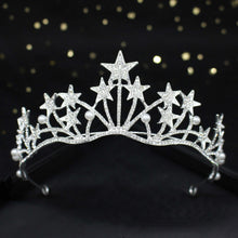 Load image into Gallery viewer, Star Headband Crown Hairband princess tiara Bling Bridal Tiara,silver