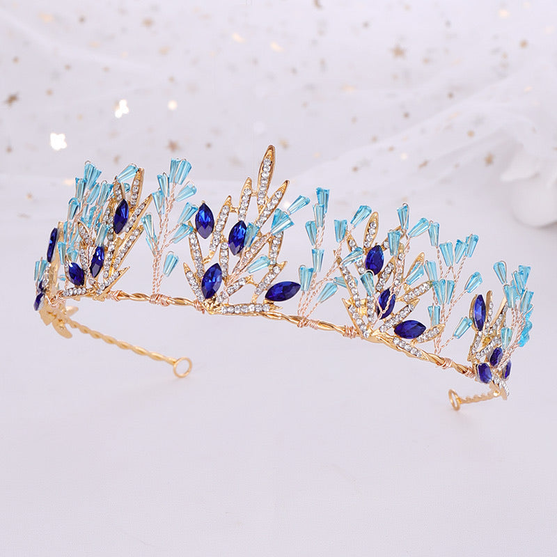 FAST SHIP Crystal Bridal Tiara | Crystal Wedding Headband | Wedding Hair Accessories | Cystal Headpiece | Princess Quinceanera Tiara Crown,blue