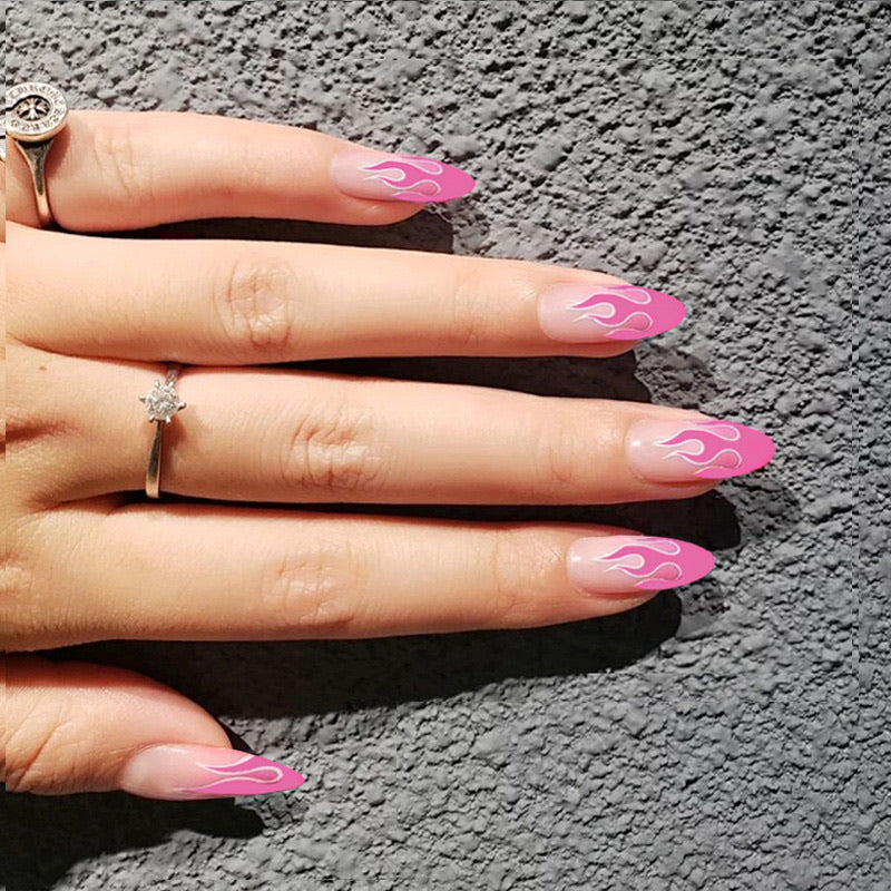 French Nails White Fashion Designed Extra Long Ballerina Shaped Fake Nails Nude