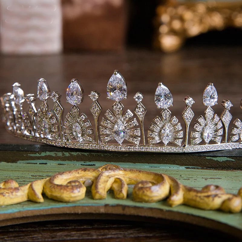 crown Tiaras Fashion Noble azorite Tiara for Bride princess,Swarovski