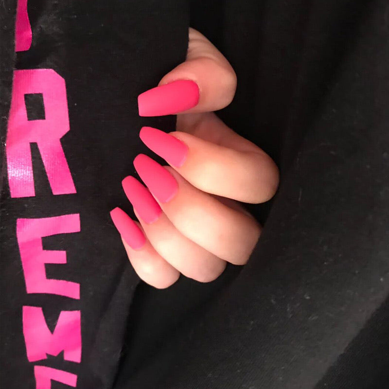 Coffin Ballerina Press on Nails Purple Long Fake Nails Tips Acrylic Glossy Full Cover False Nail