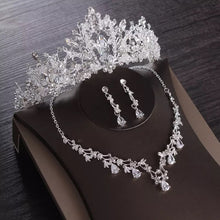 Load image into Gallery viewer, Bridal Jewelry Sets Wedding Cubic Zircon Crown Tiaras Earring Choker Necklace,Swarovski